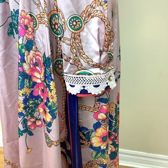 DALIA MACPHEE WHIMSICAL FLORAL SATIN SILKY PINK DRESS - Picture 9 of 12